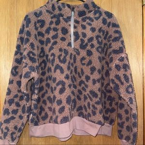 Soft Cheetah Print Pull Over Mock Neck Sweatshirt